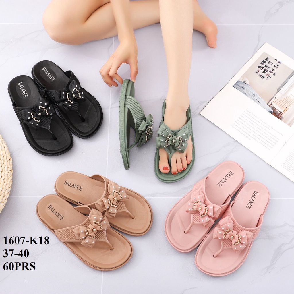 ✨ COD ✔️ Sandal Jepit Jelly Balance 1607 K18 Pita Permata Kupu-Kupu Sandal Wanita 100% Original Ringan Cantik