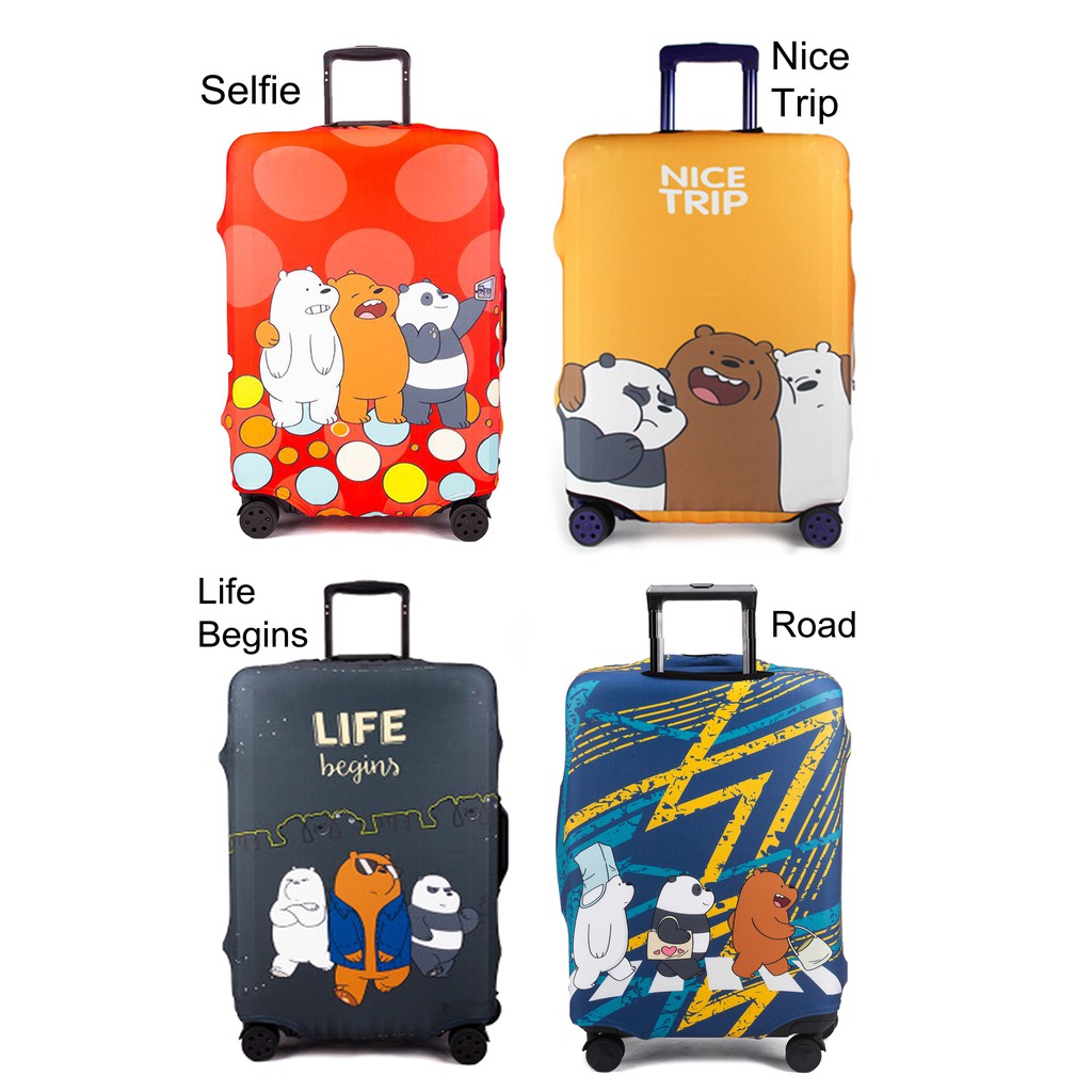 Sarung Pelindung Koper Bare Bears Cover Luggage Elastis Beruang