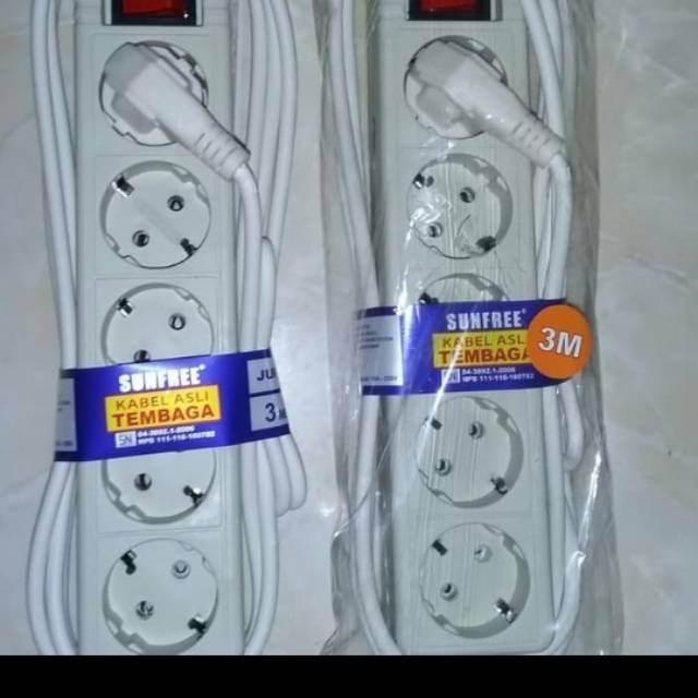 Kabel Roll 3m Sunfree Stop Kontak 5 Lubang