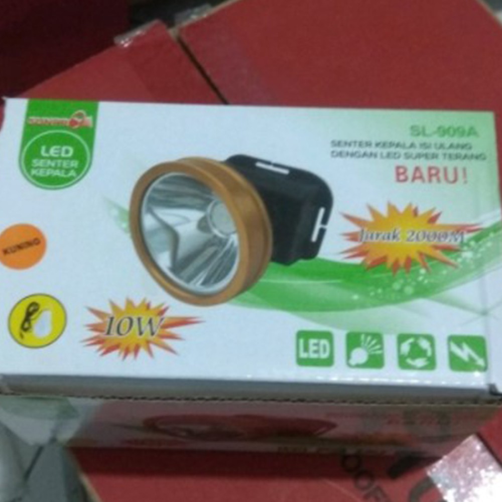 Senter Kepala Sunpro SL 909A Putih 10 Watt Headlamp Charger bonus Lampu