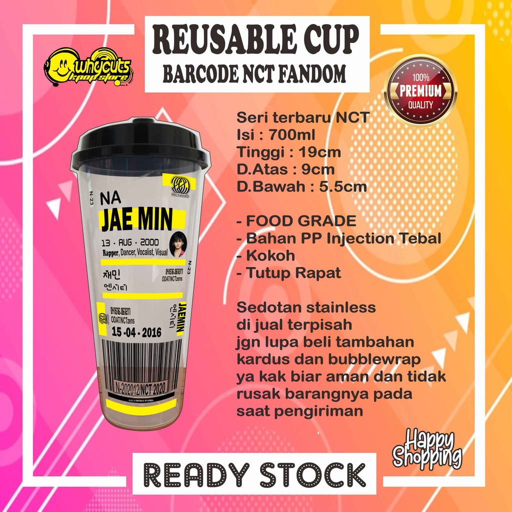 [BACA DESKRIPSI PRODUK DAHULU] REUSABLE CUP NCT BARCODE BARU (READY STOCK)