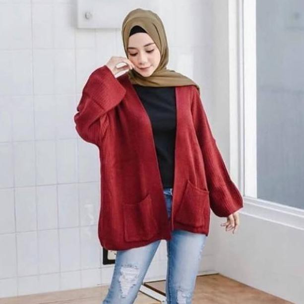 LOOCY Cardy / Cardigan Oversize / Cardigan Wanita-MERAH