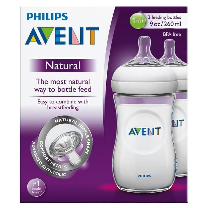 Philips AVENT Natural Feeding Bottle 260ml Twin Pack (2pcs) Botol Susu Avent