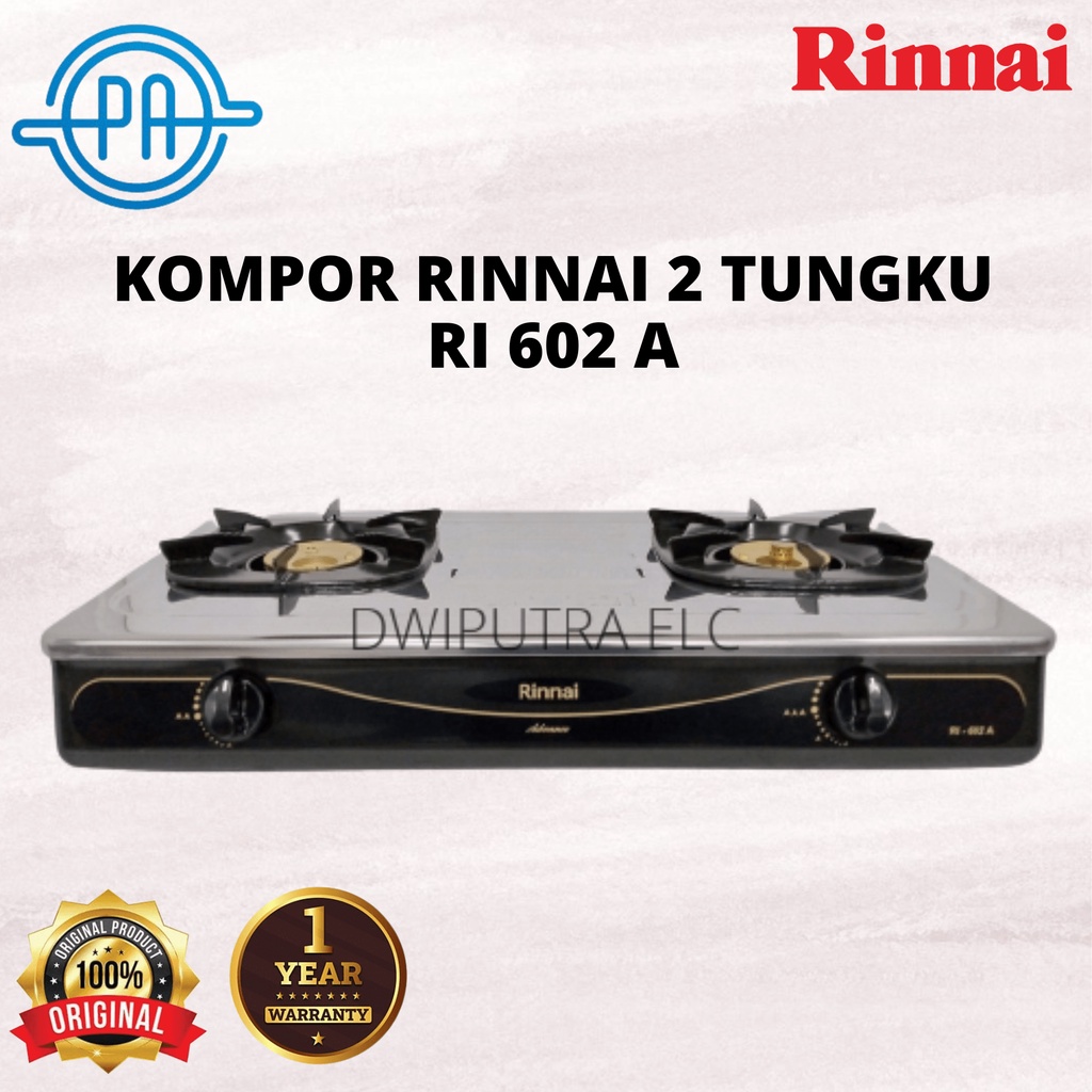 KOMPOR RINNAI 2 TUNGKU RI602A RI 602 A STAINLESS