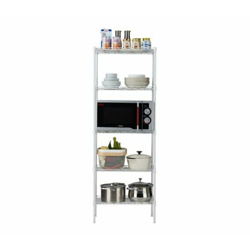 KRISBOW RAK BESI 3-5 TINGKAT PUTIH/ACE HOUSEHOLD WIRESHELVING 5 TIER/ACE RAK BESI DAPUR MICROWAVE