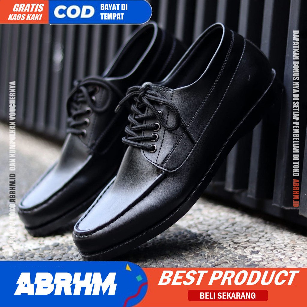 Sepatu Formal Pria Kulit Pu Pantofel Hitam Casual Kerja Kantoran ABRHMX AGGIN