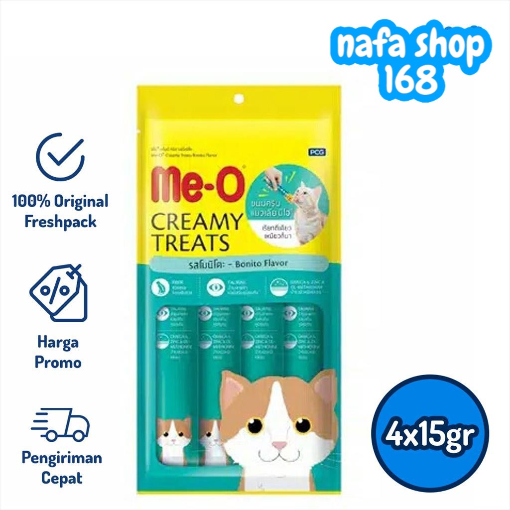 Meo Creamy Treats Snack Kucing Bonito Flavor 4x15gr