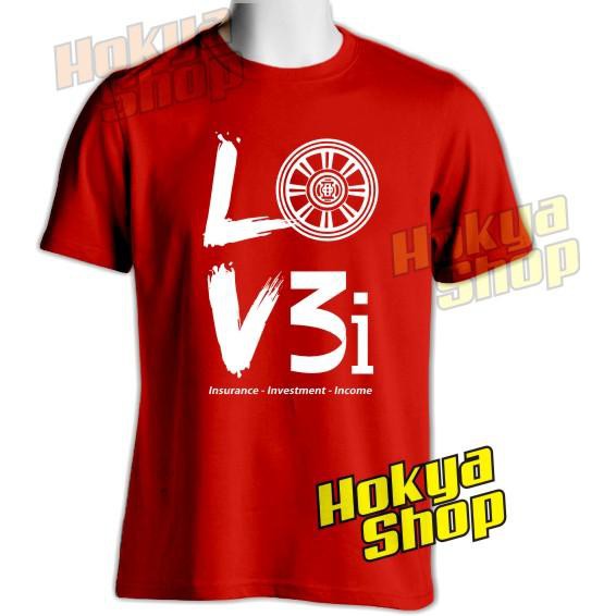 Kaos Merah Love Car 3i Network Distro Hokya Shop Sablon Putih