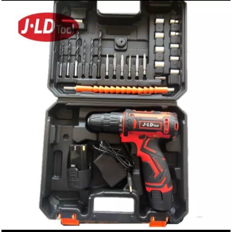 Bor Drill Bor Baterai Cordless JLD Tool 10mm 12V Bor Set Bor drill