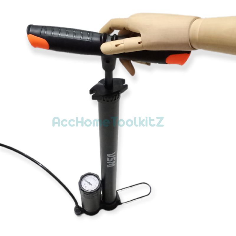 Pompa Angin Sepeda Motor Mobil Tabung Meter Black ASLI ORIGINAL 100% ORI / V P R / WARNA BIRU POMPA MANUAL