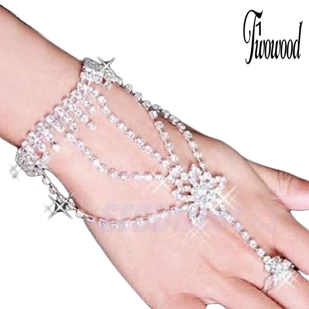 Gelang Harness Dan Cincin Cuff Hiasan Kristal Berlian Imitasi Untuk Pengantin Pernikahan