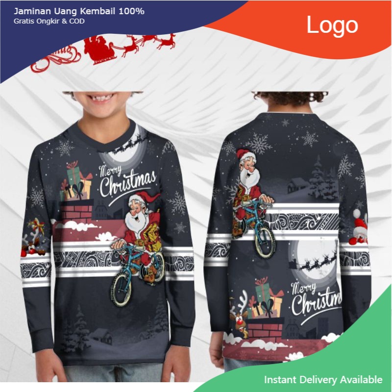 Kaos Natal Anak ,Baju Jersey Natal & Tahun Baru 2021/2022 MERRY CHRISTMAS