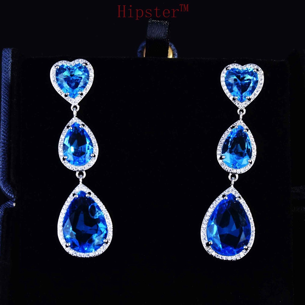 Fashion New Long Tassel Exquisite Women's Gem Heart Luxury Earrings