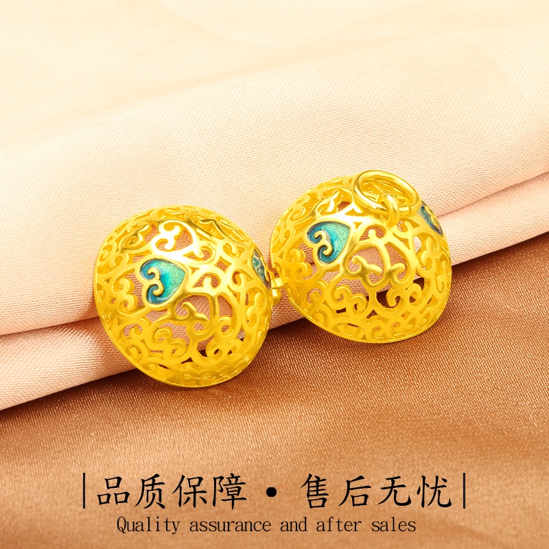 Kalung Liontin Bola Sachet 3D Lapis Emas Asli Kadar 375 Untuk Wanita