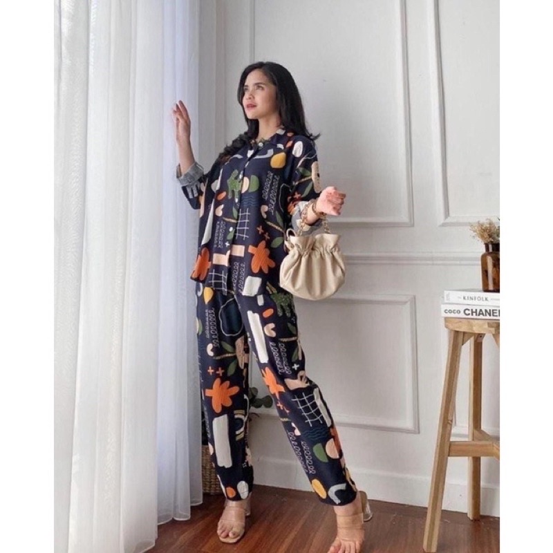 ONE SET WANITA RAYON/SETELAN PAJAMAS WANITA RAYON TIE DYE