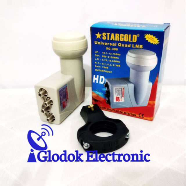 LNB KU BAND 4 OUTPUT PLUS BREAKET LNB SKYVIEW HOLDER LNB STARGOLD SG-300