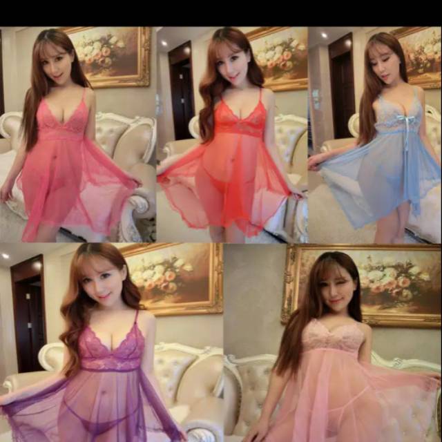 New Brand Sexy Lingerie Hot Baju Tidur Wanita seksi Sexy  Lace Tembus Pandang Tanpa Lengan Lingerie