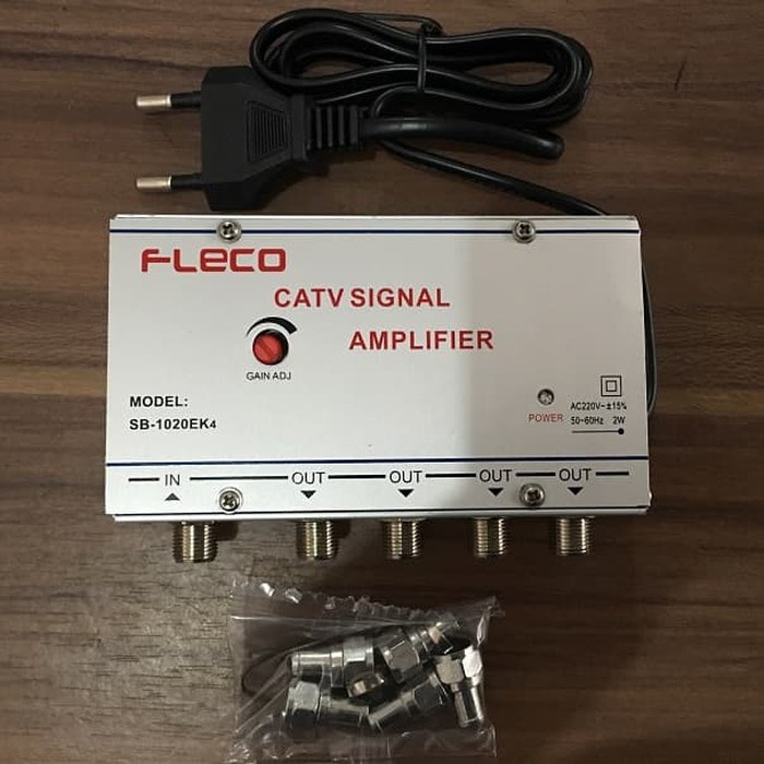 Penguat Sinyal TV Anten SB1020EK4 Fleco Booster Splitter 4 Empat TV