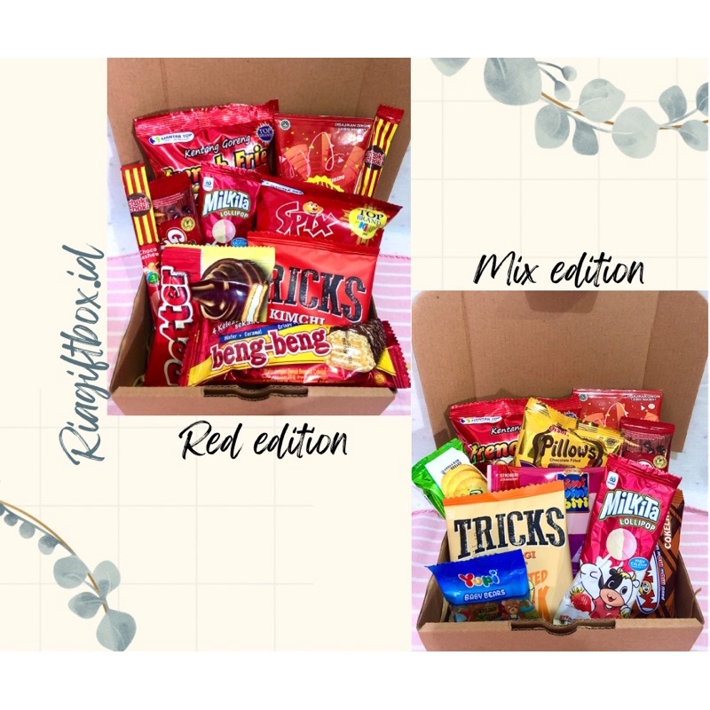 

SNACK BOX/ GIFT BOX UKURAN 16 CM/ HADIAH ULANG TAHUN/ KADO WISUDA/ HAMPERS MURAH/ HADIAH ANNIVERSARY