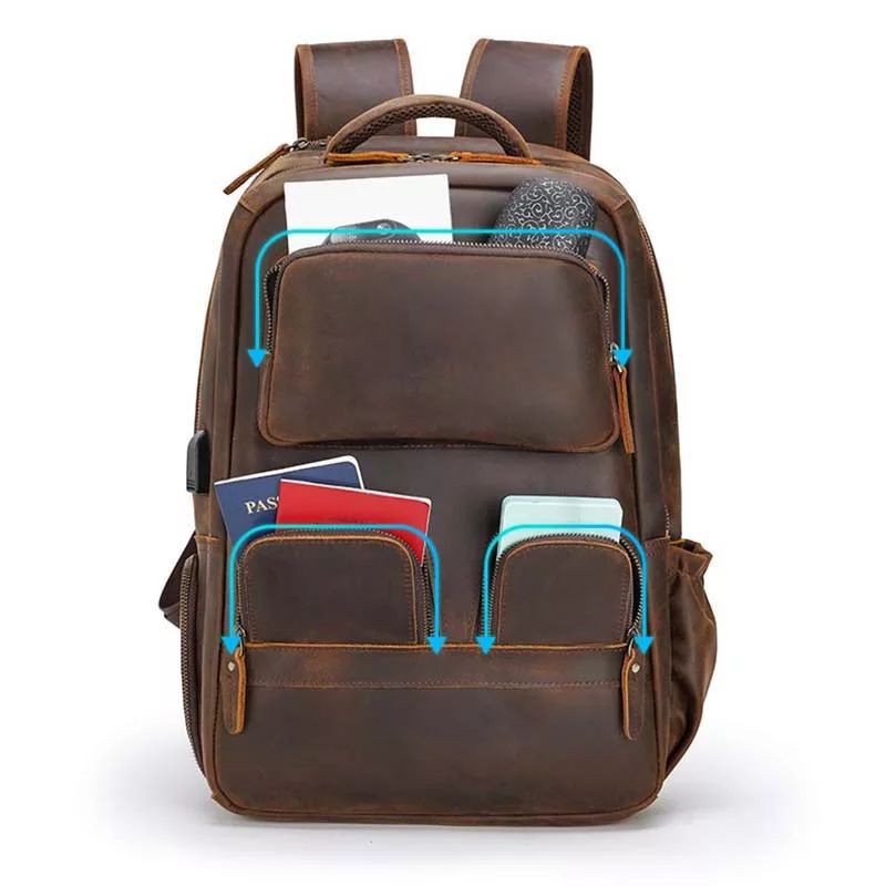 Tas Asli Kulit Ransel Kasual Lapisan Atas Kulit Ransel Sekolahnya Tas laptop komputer Tas Ransel T