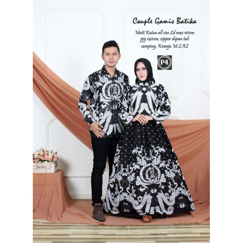 Baju Couple Batik Sarimbit Kemeja Gamis Motif Gurita Besar Putih Batik Cantik dan Keren Serta Elegan