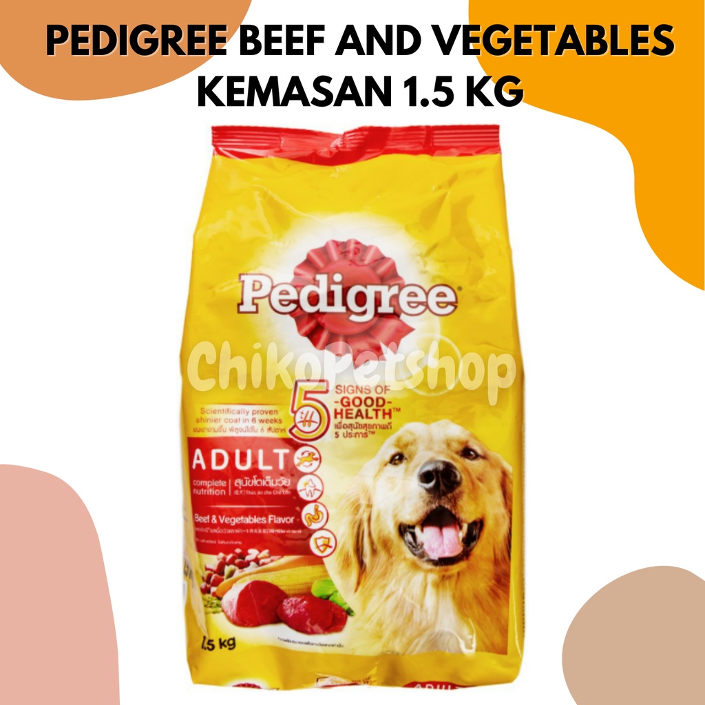 PEDIGREE® ADULT BEEF AND VEGETABLES 1.5 Kg Makanan Anjing