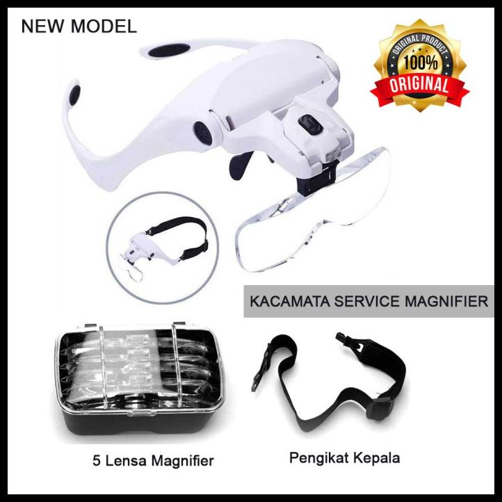 

Heaven | Kacamata Service Jam / Hp Pembesar 5X Magnifier Dengan 2 Lampu Led