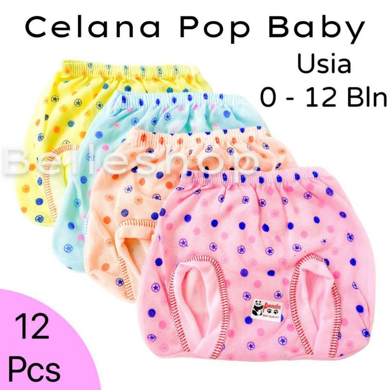 12 Pcs Celana Dalam Anak Pop Usia 0 - 6 Bulan