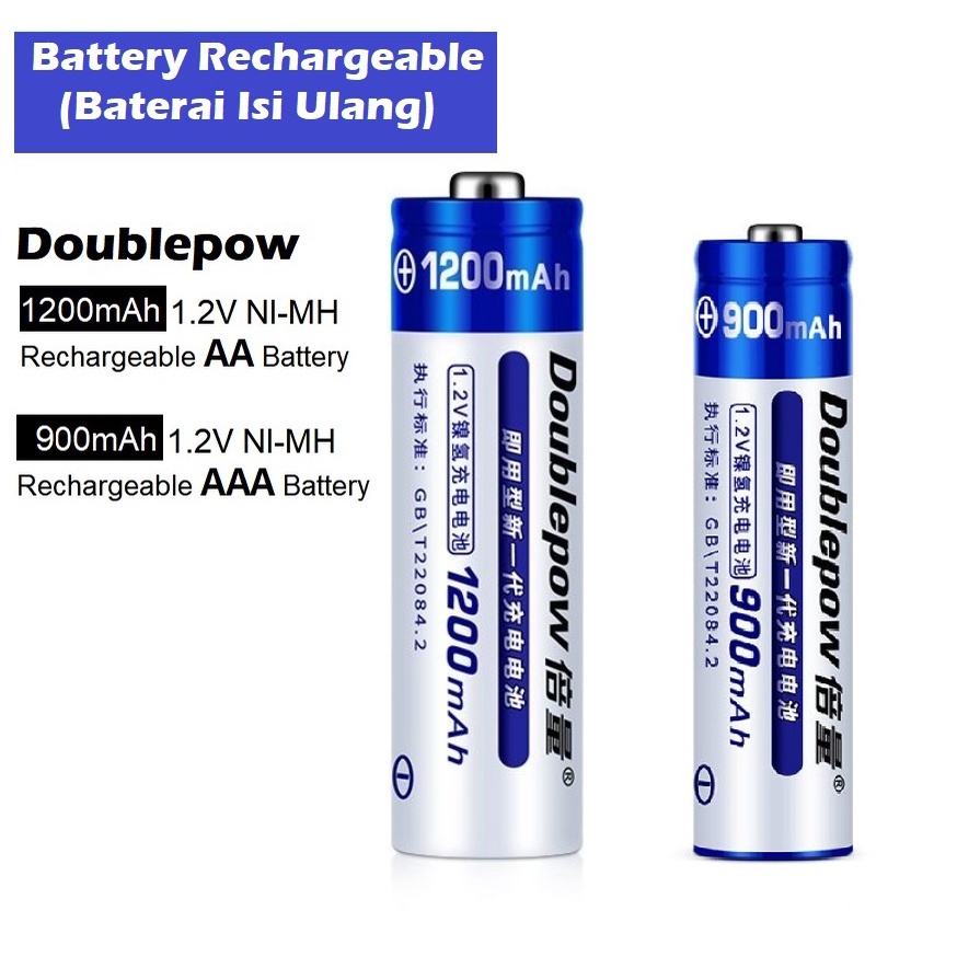 Baterai charger AAA / AA Rechargeable Batre Doublepow per 1 Baterai