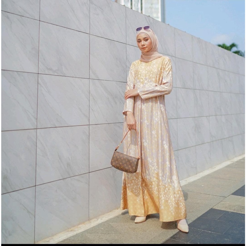 Gamis Raline Syah  - Gamis Maxmara Lux Premium Dress Wanita Party Dress Fashion Kekinian Muslim Kekinian LD 110 cm