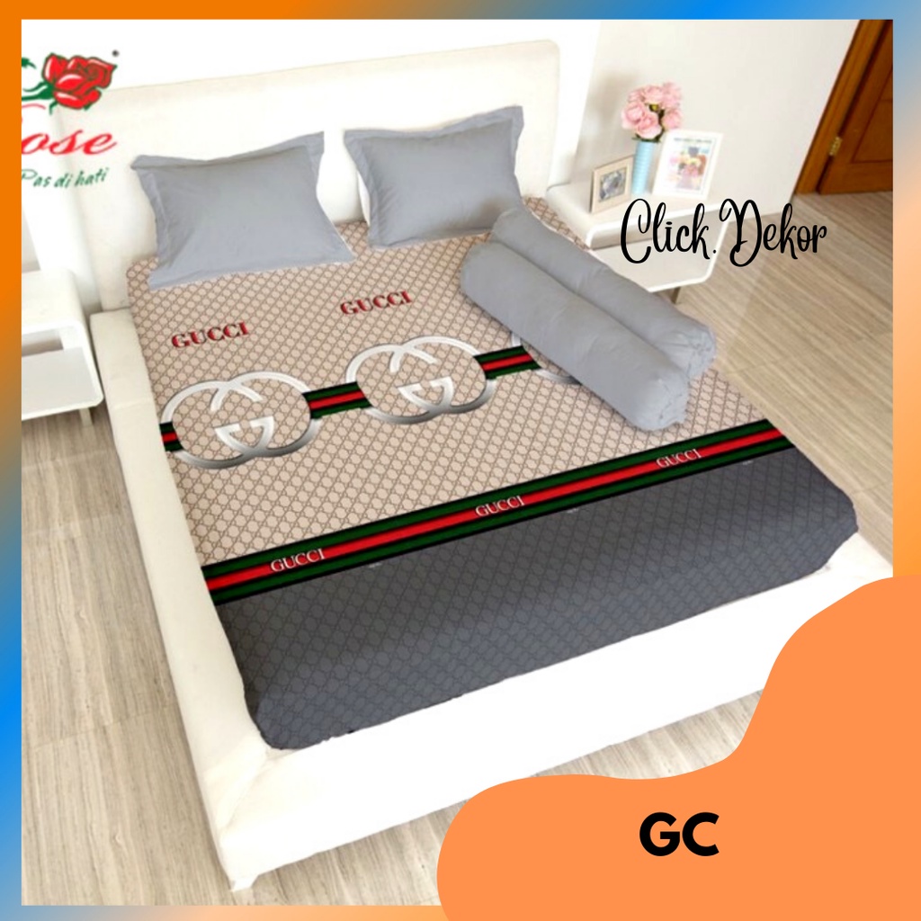 Sprei Lady Rose King - Sprei King ukuran 180x200 tinggi 25 cm Motif Gucci - Sprei Cantik Murah Anti 