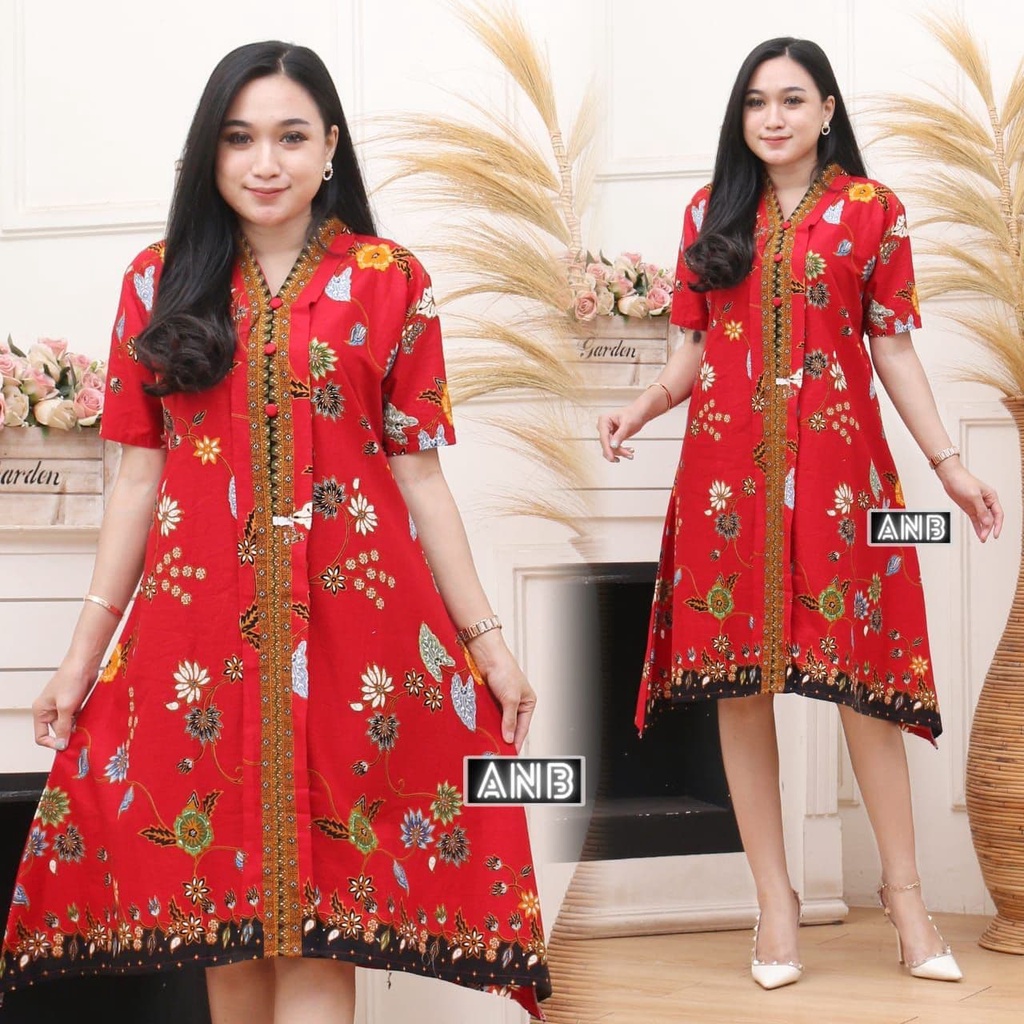 Dress Batik Pesta Elegan Modern Terbaru Jumbo Kondangan Tahun Baru Cina Cantik Chinese New Year MTD3