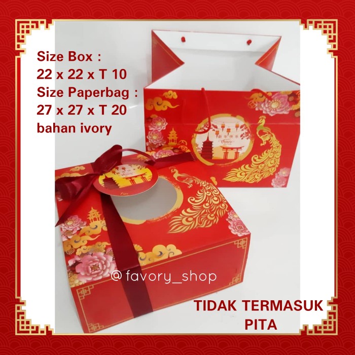 

BAYAR DITEMPAT Imlek Set Box 22x22 + Paperbag Phoenix /Box Packaging CNY Set Paperbag