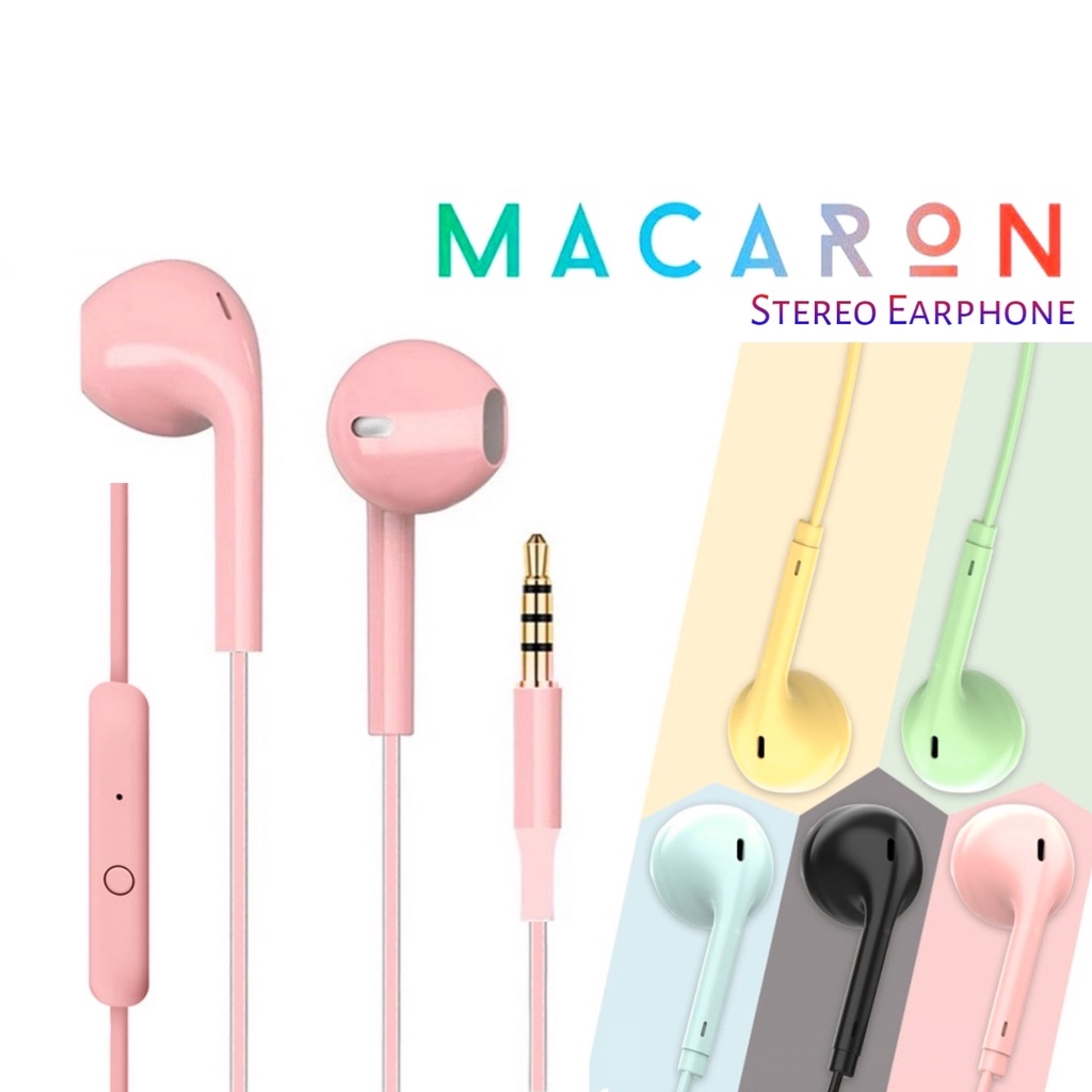 [WS] Handsfree Earphone Macaron Hi Fi Stereo Suround Sound Premium Quality U-19 GLOSSY