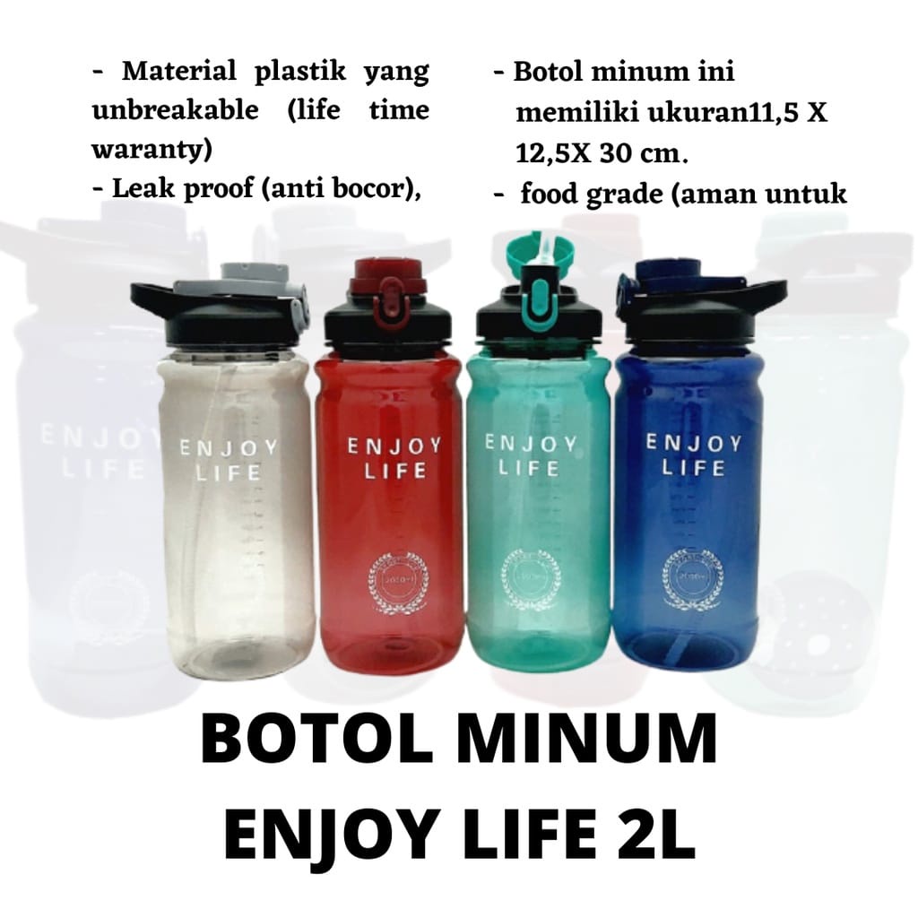 WATER POT SELIYA 2 L BOTOL MINUM 2 LITER SEDOTAN TALI PANJANG SELIYA / MY BOTTLE SEDOTAN 2 LITER / BOTOL MINUM ENJOY LIFE 2 LITER / BOTOL MINUM PLUS SEDOTAN