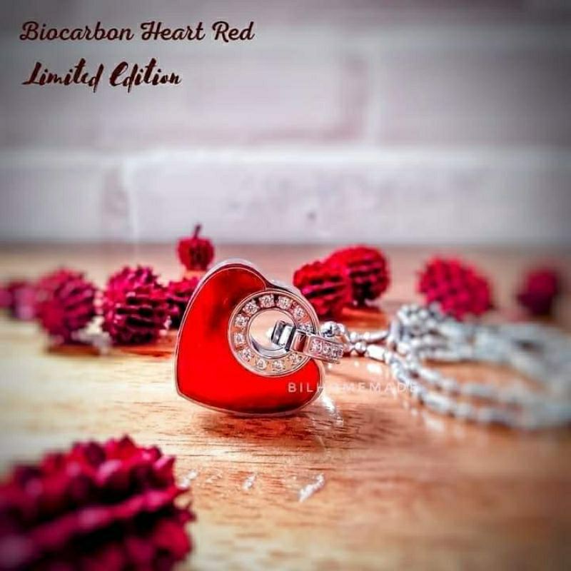 Kalung  Heart Red MCI / Hati Merah, Biocarbon Rose Gold Lsw Shell