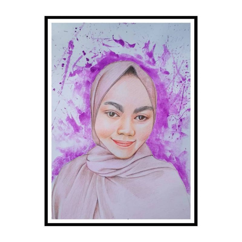 LUKIS WAJAH A4 WARNA (FREE BINGKAI)