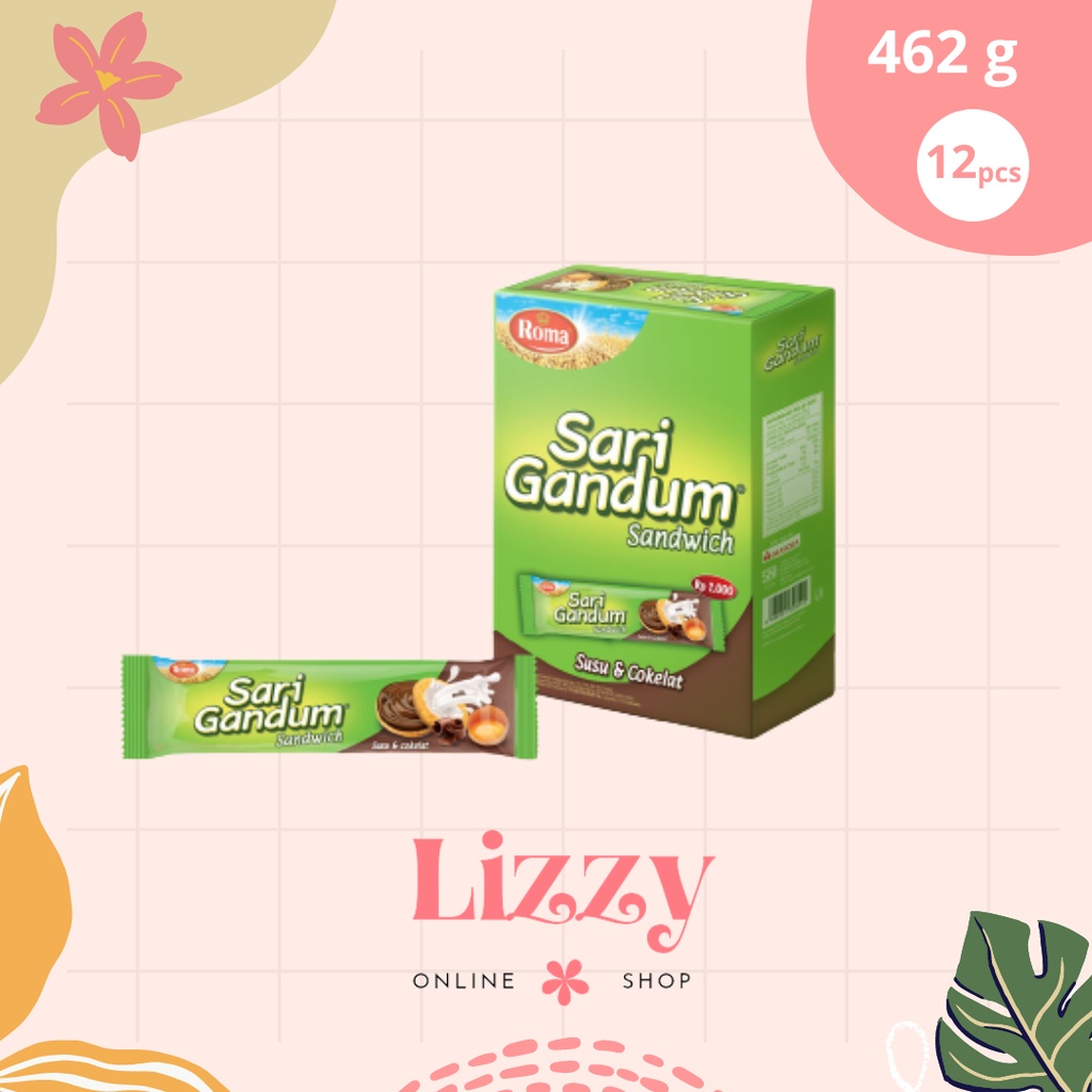 

Roma Sari Gandum Sandwich Susu & Cokelat Kemasan Box isi 12