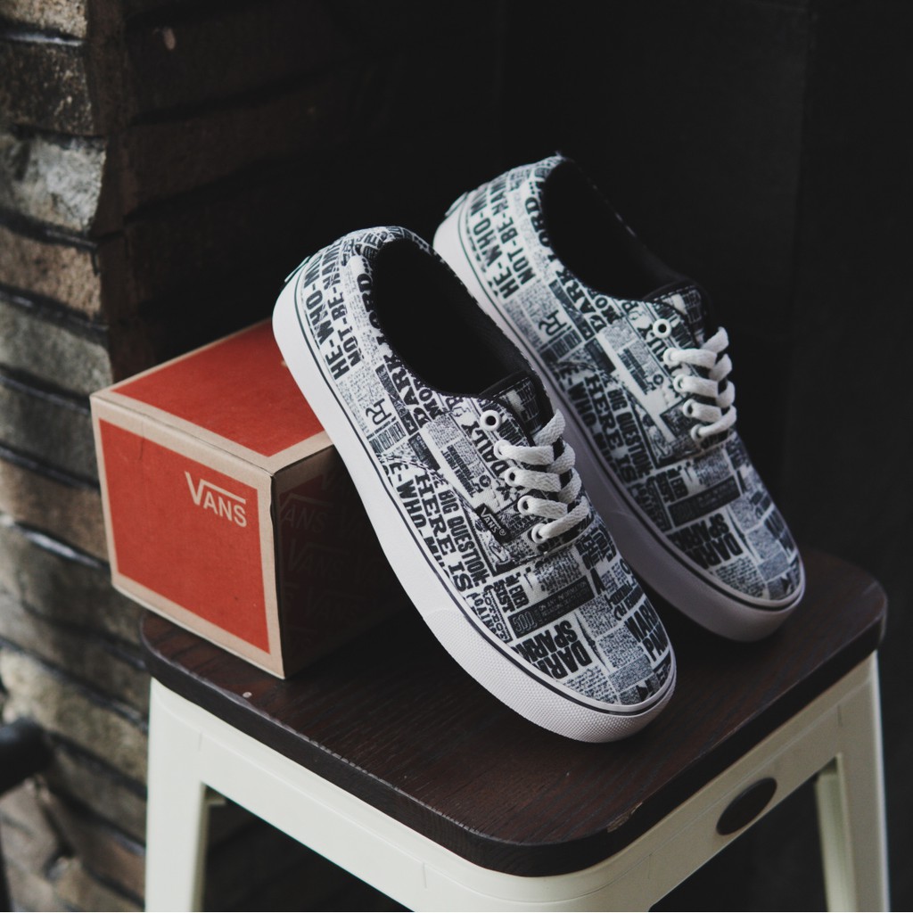 Sepatu Sneakers Pria Vans Oldskool 3D Print Motif Koran Kets Casual Bertali Kuliah Sekolah Murah