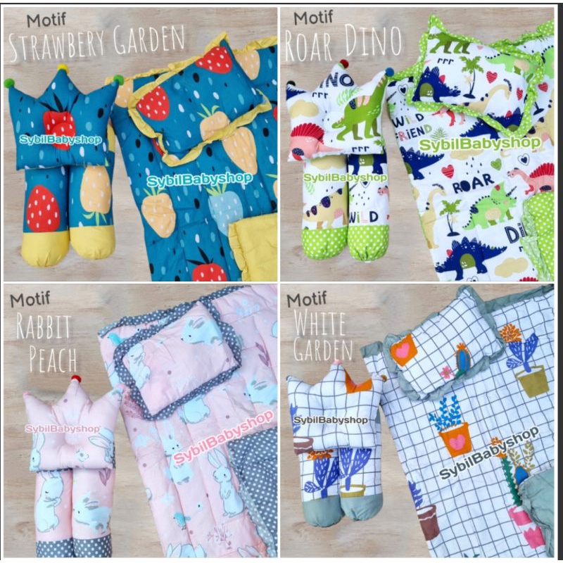 Baby Bed Set Bedcover Selimut Bantal Cover Crown Mahkota Guling Alas Tidur BB Bayi