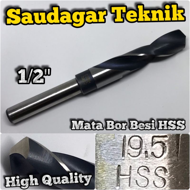 Mata Bor Besi 19.5mm Bisa Bor Tangan Reduced Shank 19,5 mm 1/2&quot;