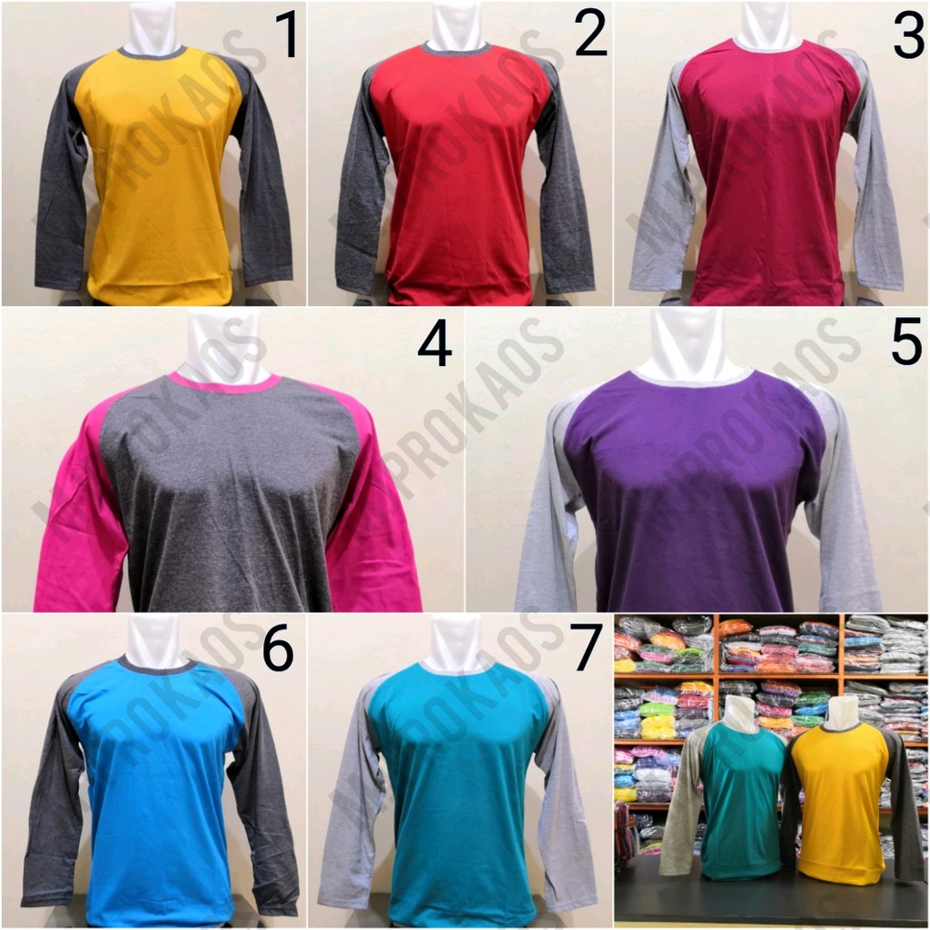 Kaos Raglan Halus XXL(JUMBO)/ Raglan Lengan Panjang/ Raglan Katun Polos/ Kaos Polos Pria/ Kaos Katun