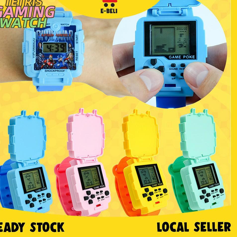 "DKK. 182632" jam tangan anak ada permainan game tetris / jam anak karakter / jam keren game