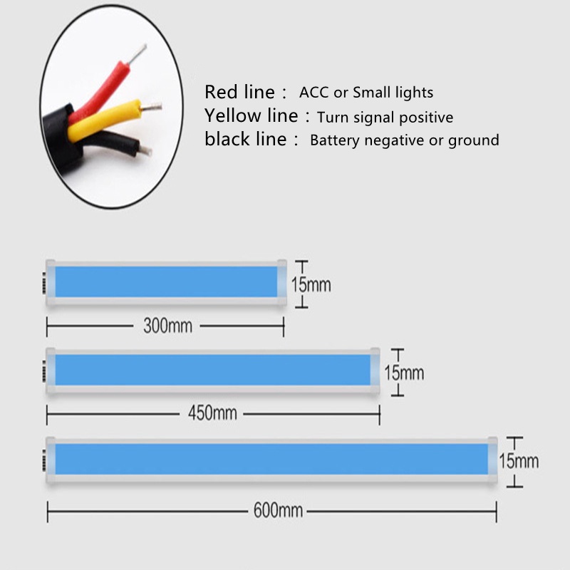 2pcs Fleksibel Mobil led Siang Berjalan Lampu Sein Lampu headlight waterproof 30cm 45cm 60cm Putih Merah Kuning Biru