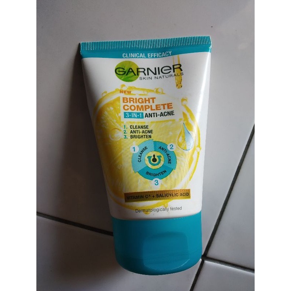 Jual Garnier bright complete 3in1 anti acne 50ml 90ml Indonesia