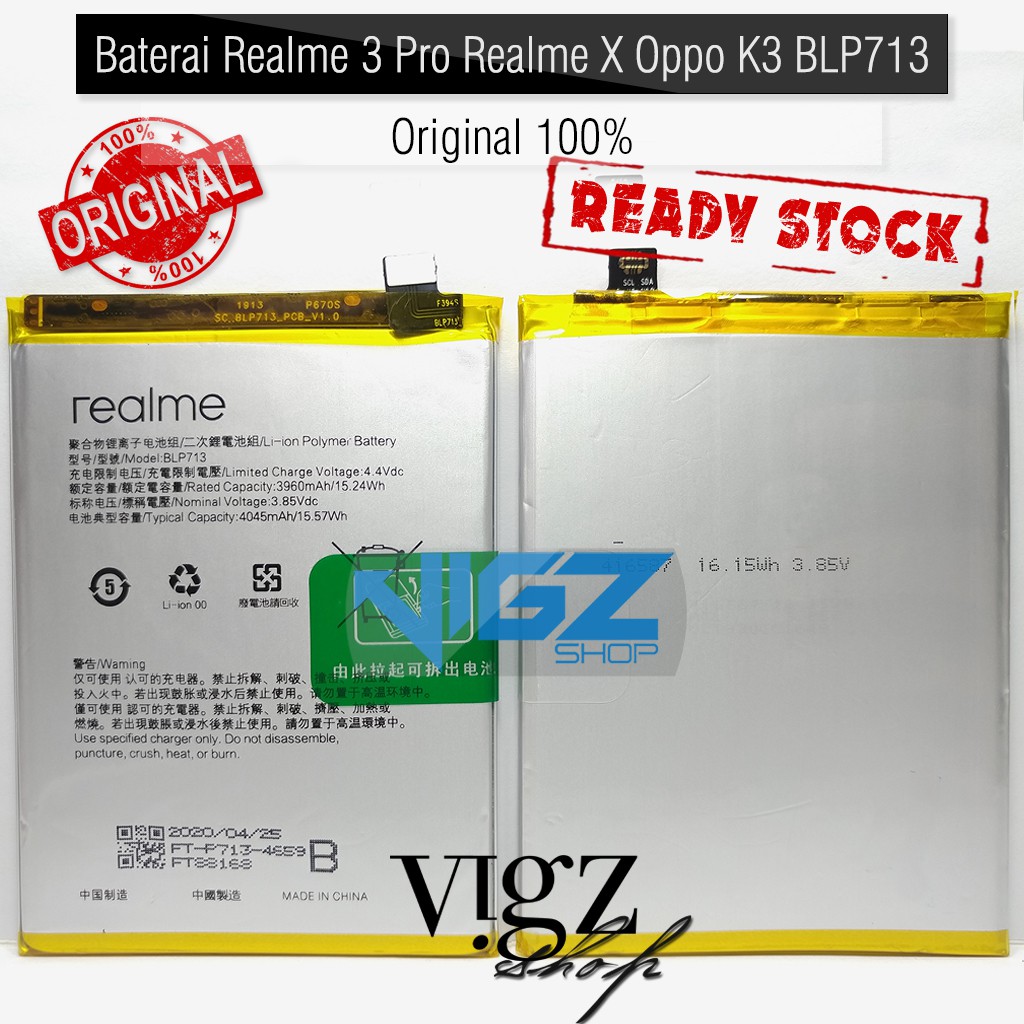 Baterai Realme 3 Pro / Realme X / Oppo K3 BLP713 Original 100%