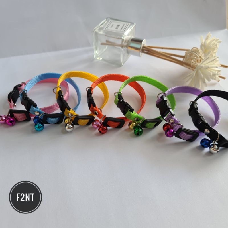 Kalung kucing polos 2 lonceng 10ml bahan tebal