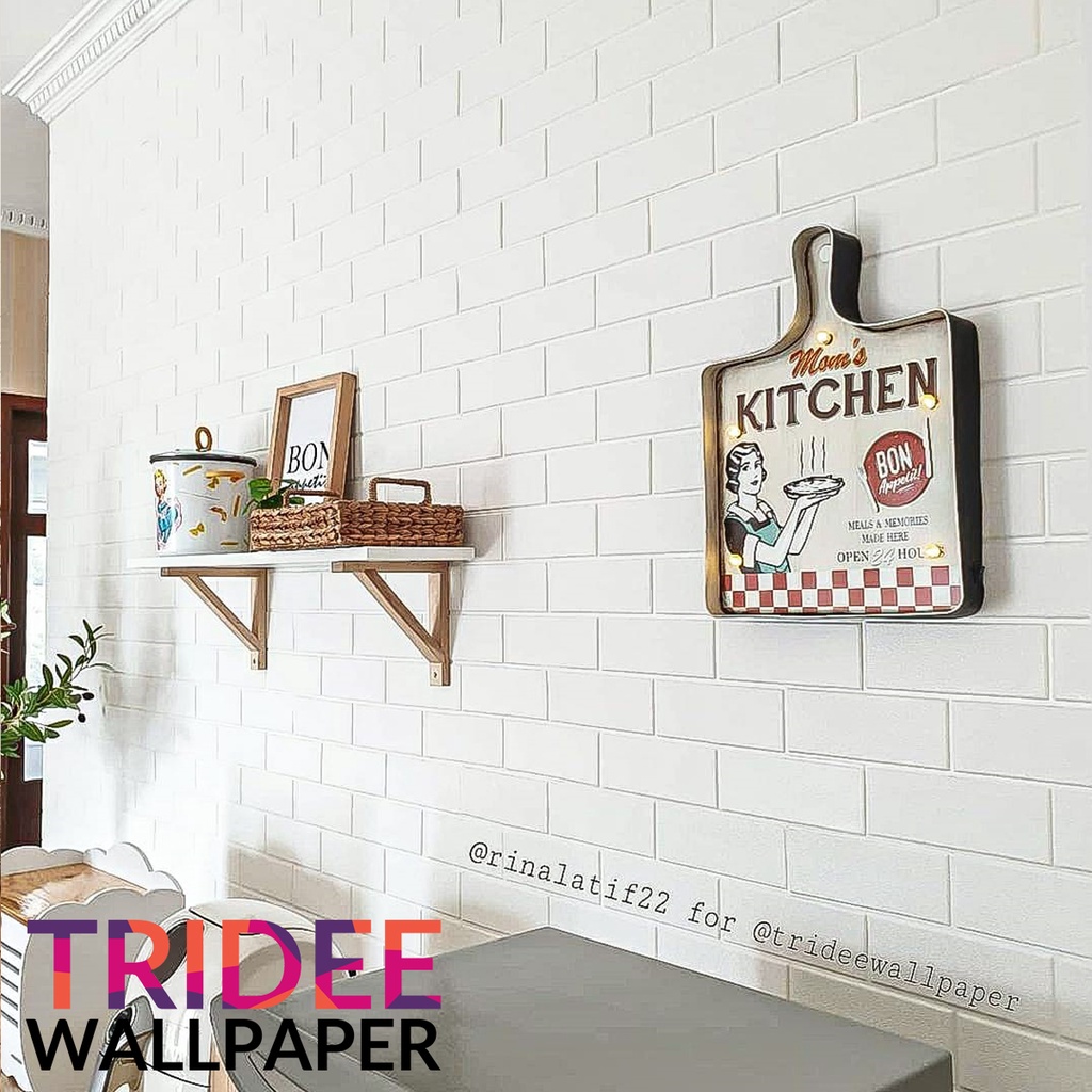 Wallpaper Dinding Sticker Foam 3D Bata Putih TRIDEE PLAIN BRICK 77x70cm full size