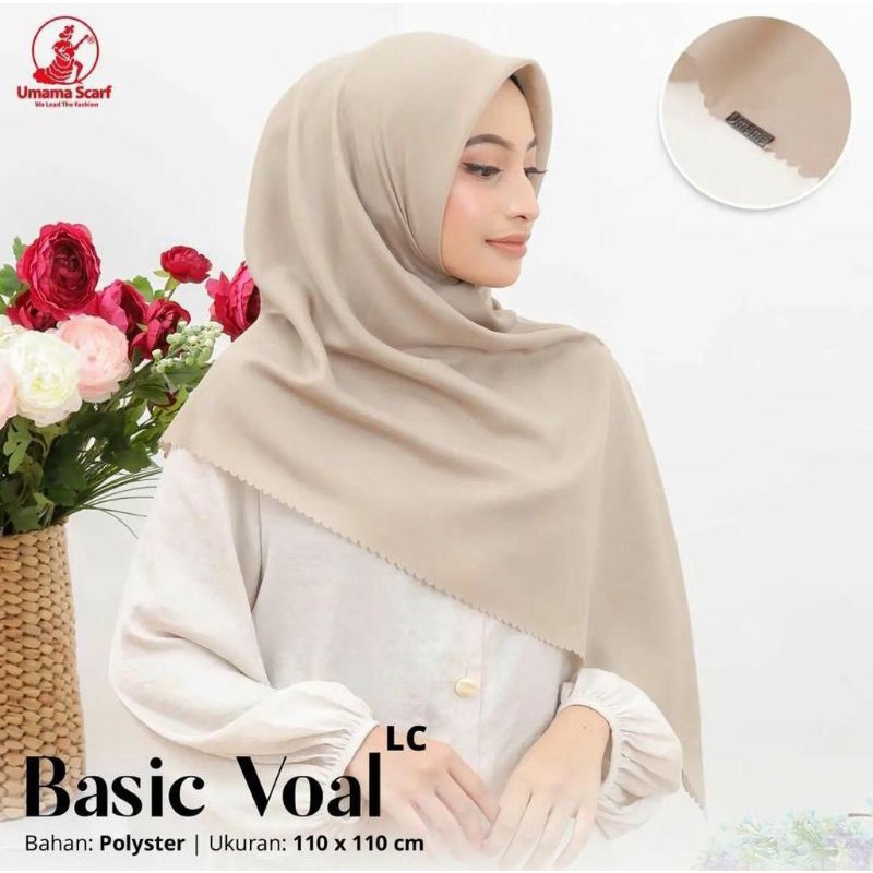 Hijab Segi Empat Polos Basic Voal Laser Cut Umama