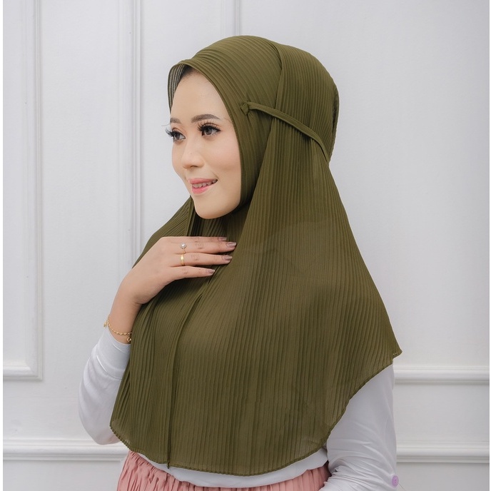 Bergo Plisket Maryam Jilbab tali Full Plisket Ceruty